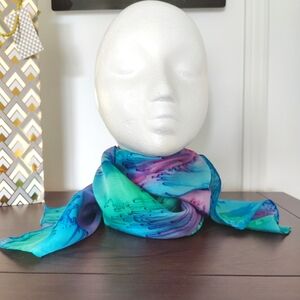 Handmade, dip dyed silk 🧣 scarf by 'Emily' 🩷💙💚